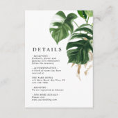 Tropisch groen Moderne bruiloft Details Informatiekaartje (Voorkant)