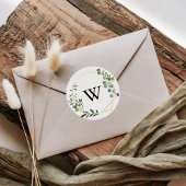 Tropisch groen monogram bruiloft envelop afdichtin ronde sticker