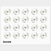 Tropisch groen monogram bruiloft envelop afdichtin ronde sticker (Vel)