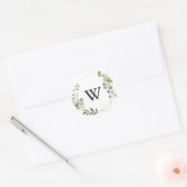 Tropisch groen monogram bruiloft envelop afdichtin ronde sticker (Envelop)