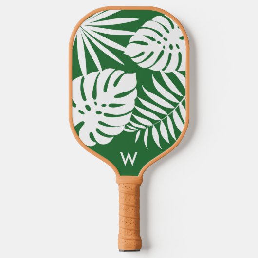 Tropisch groen monogram pickleball peddel paddle (Voorkant)