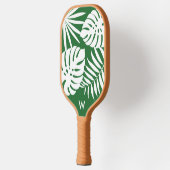 Tropisch groen monogram pickleball peddel paddle (Links)