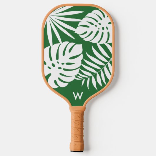 Tropisch groen monogram pickleball peddel paddle (Achterkant)