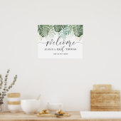 Tropisch groen monstera kalligrafie bruiloft F Poster (Keuken)