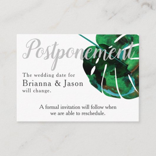 Tropisch groen Monstera Leaf Aankondiging Kaart (Voorkant)