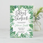 Tropisch groen Monstera Sweet Zestien Verjaardag Kaart (Staand voorkant)