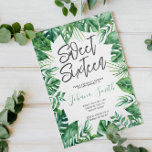 Tropisch groen Monstera Sweet Zestien Verjaardag Kaart<br><div class="desc">Tropisch groen Sweet Zestien Verjaardag Monstera bladeren</div>