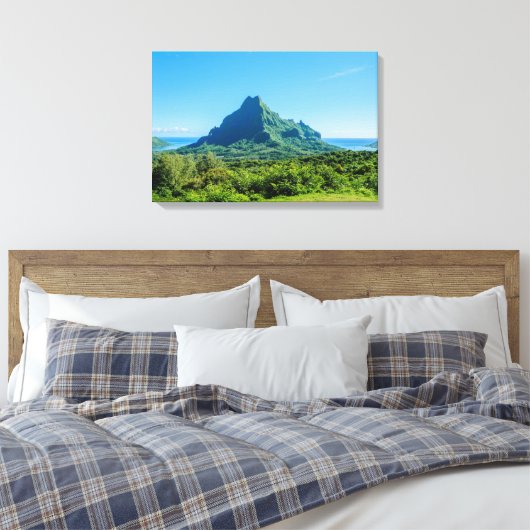 Tropisch groen Moorea canvas print (Insitu (Slaapkamer))