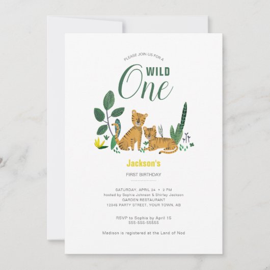 Tropisch groen Oerwoud Boy Tiger Animal Striped Kaart (Voorkant)