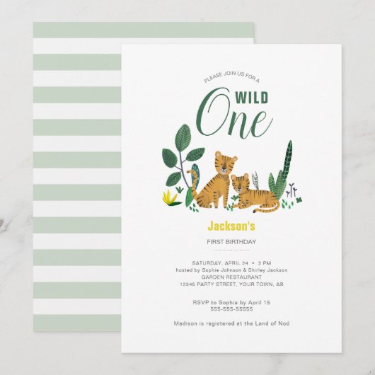 Tropisch groen Oerwoud Boy Tiger Animal Striped Kaart (Voorkant / Achterkant)