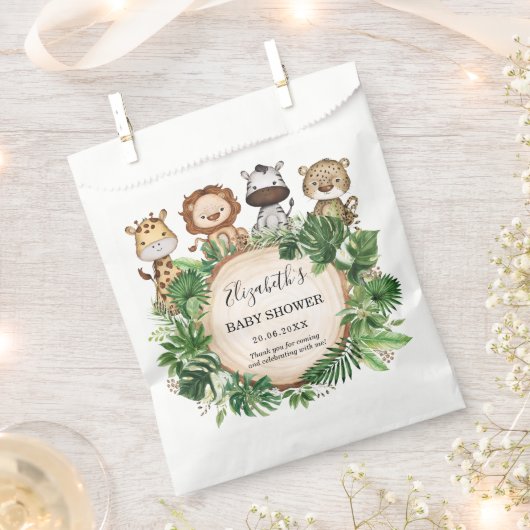 Tropisch groen Oerwoud Wilde Dieren Baby shower Bedankzakje (Geknipt)