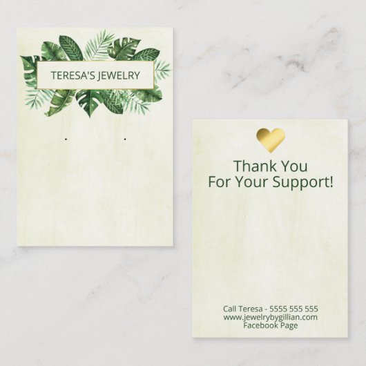 Tropisch groen op wit oorscherm visitekaartje (Voorkant / Achterkant)