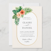 Tropisch groen Ovaal Lijst bruiloft Kaart (Voorkant)
