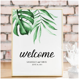Tropisch groen palm aanpasbaar bord 8x10 poster