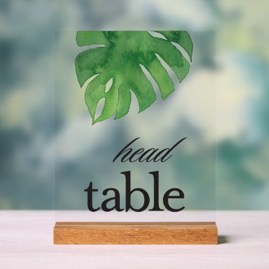 Tropisch groen palm hoofd tafel acryl teken acryl bord (Neutraal)