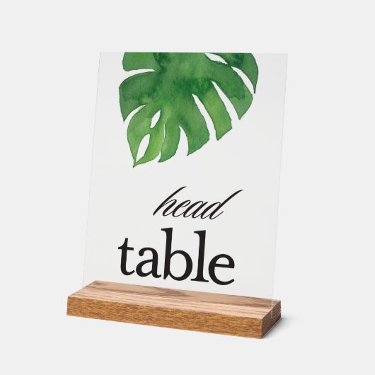 Tropisch groen palm hoofd tafel acryl teken acryl bord (Hoek)