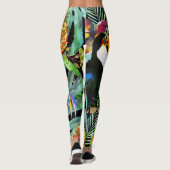 Tropisch groen palm laat Floral Toucan Modern Leggings (Achterkant)