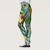Tropisch groen palm laat Floral Toucan Modern Leggings (Links)