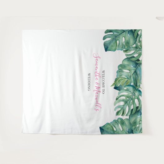 Tropisch groen palm laat foto-achtergrond wandkleed (Voorkant (horizontaal))