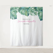 Tropisch groen palm laat foto-achtergrond wandkleed (Voorkant)