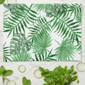 Tropisch groen palm laat zomervakantie Waterverf k Theedoek (Gevouwen)