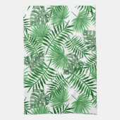 Tropisch groen palm laat zomervakantie Waterverf k Theedoek (Verticaal)