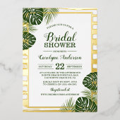 Tropisch groen palm Leaf Beach Vrijgezellenfeest R Folie Uitnodiging (Voorkant)