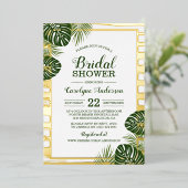 Tropisch groen palm Leaf Beach Vrijgezellenfeest R Folie Uitnodiging (Staand Voorkant)