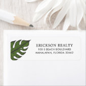 Tropisch Groen Palm Leaf Business Return-adres Etiket (Insitu)