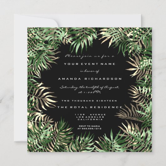 Tropisch groen palm Leaf Fern Woodland Greenery Kaart (Voorkant)