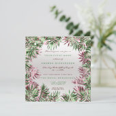 Tropisch groen palm Leaf Lijst Silver Burgundy Kaart (Staand voorkant)