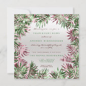 Tropisch groen palm Leaf Lijst Silver Burgundy Kaart (Voorkant)