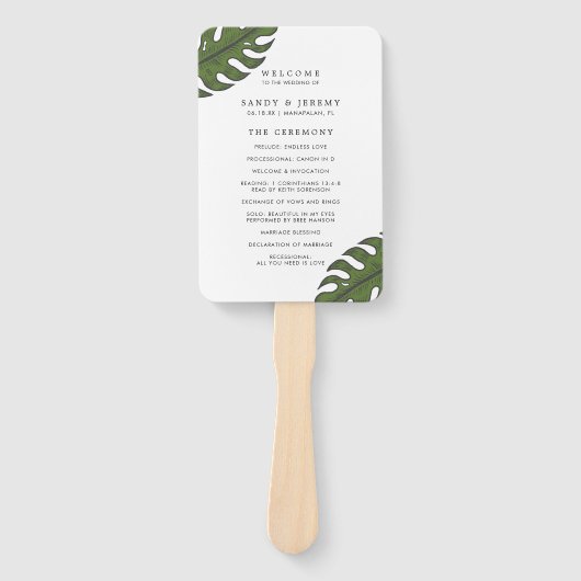 Tropisch groen palm Leaves Wedding Programme Handwaaier (Voorkant)