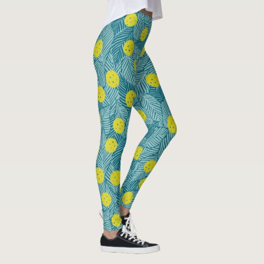 Tropisch groen palm leest kleurrijke pickleball leggings (Rechts)