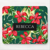 Tropisch groen palm leest monogram kleurvol muismat (Voorkant)