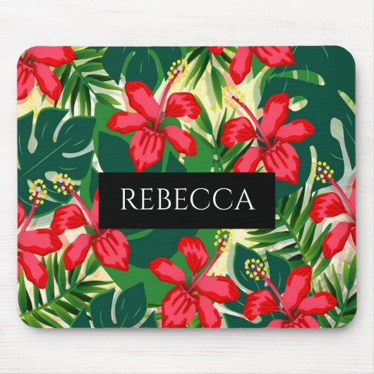 Tropisch groen palm leest monogram kleurvol muismat (Voorkant)