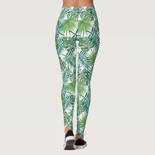 Tropisch groen palm leest Patroon Leggings (Achterkant)