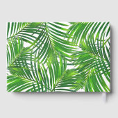 Tropisch groen palm leveert strand bruiloft gastenboek (Achterkant)