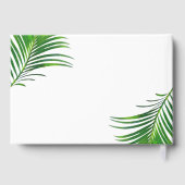 Tropisch groen palm leveert strand bruiloft gastenboek (Achterkant)