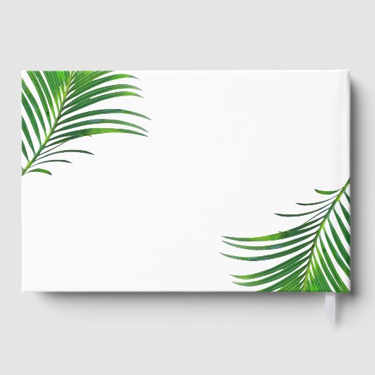 Tropisch groen palm leveert strand bruiloft gastenboek (Achterkant)