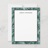 Tropisch groen palm monstera laat aangepaste naam  notitiekaartje (Voorkant)