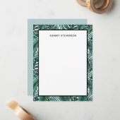 Tropisch groen palm monstera laat aangepaste naam  notitiekaartje (Voorkant / Achterkant in situ)