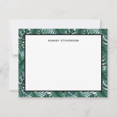 Tropisch groen palm monstera laat aangepaste naam  notitiekaartje (Voorkant)