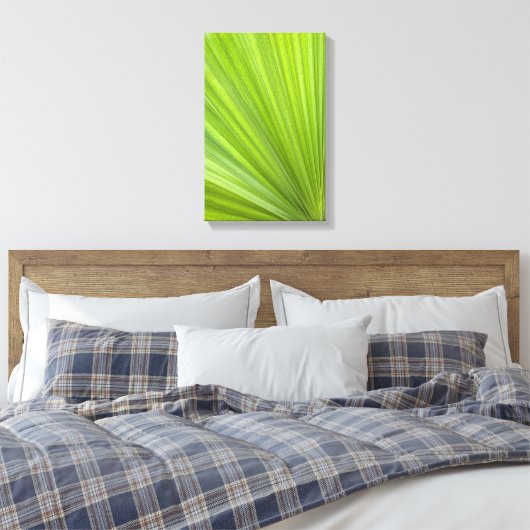 Tropisch groen palm rond canvas afdruk (Insitu (Slaapkamer))