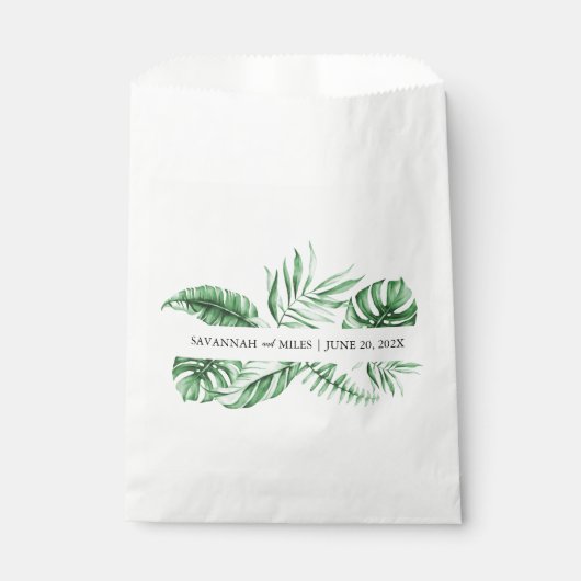 Tropisch groen palm Wedding Monogram Favor Bag Bedankzakje (Voorkant)