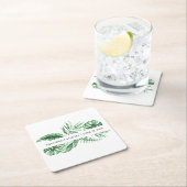 Tropisch groen palm Wedding Monogram Kartonnen Onderzetters (Insitu)