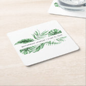 Tropisch groen palm Wedding Monogram Kartonnen Onderzetters (Schuin)