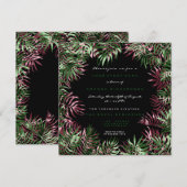 Tropisch groen palmblad frame zwart wit burgundy kaart (Voorkant / Achterkant)