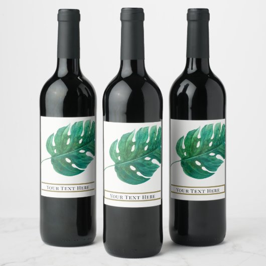Tropisch groen palmblad Hawaïaans zomerhuwelijk Wijn Etiket (Flessen)