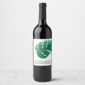 Tropisch groen palmblad Hawaïaans zomerhuwelijk Wijn Etiket (Voorkant)